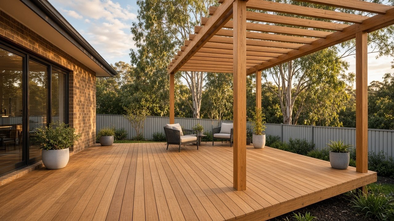 Example photo: timber deck and pergola